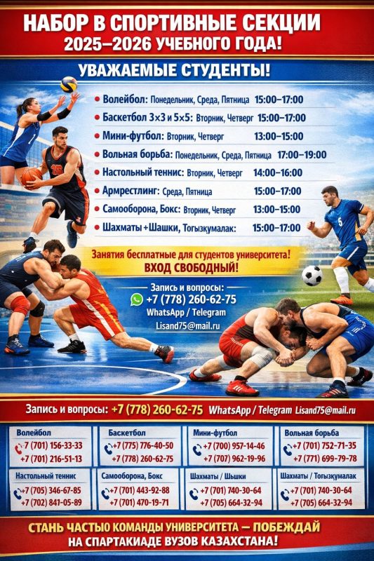 Набор в спортивные секции 2025-2026